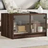 Image de vidaXL Table basse avec portes en verre chêne marron 68x50x42 cm