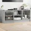 Image de vidaXL Meuble TV avec portes en verre gris béton 102x37x42 cm
