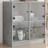 Image de vidaXL Armoire latérale avec portes en verre gris béton 68x37x75,5 cm