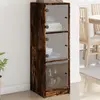 Image de vidaXL Buffet avec portes en verre chêne fumé 35x37x109 cm