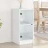 Image de vidaXL Armoire latérale avec portes en verre blanc 35x37x75,5 cm