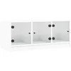 Image de vidaXL Meuble TV avec portes en verre blanc 102x37x42 cm
