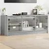 Image de vidaXL Meuble TV avec portes en verre sonoma gris 102x37x42 cm