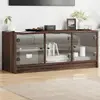 Image de vidaXL Meuble TV avec portes en verre chêne marron 102x37x42 cm