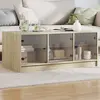 Image de vidaXL Table basse avec portes en verre chêne sonoma 102x50x42 cm