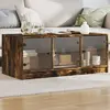 Image de vidaXL Table basse avec portes en verre chêne fumé 102x50x42 cm