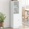 Image de vidaXL Buffet avec porte en verre blanc 35x37x142 cm