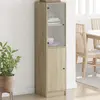Image de vidaXL Buffet avec porte en verre chêne sonoma 35x37x142 cm