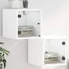 Image de vidaXL Tables de chevet avec portes en verre 2 pcs blanc 35x37x35 cm