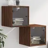 Image de vidaXL Tables de chevet et portes vitrées 2pcs chêne marron 35x37x35cm