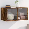 Image de vidaXL Armoire murale avec portes en verre chêne fumé 68,5x37x35 cm