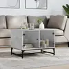 Image de vidaXL Table basse avec portes en verre gris béton 68,5x50x50 cm