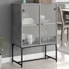 Image de vidaXL Armoire latérale avec portes en verre gris béton 69x37x100 cm
