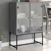 Image de vidaXL Armoire latérale avec portes en verre sonoma gris 69x37x100 cm