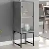 Image de vidaXL Armoire latérale avec porte en verre gris béton 35x37x100 cm