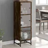 Image de vidaXL Buffet avec portes en verre chêne fumé 35x37x120 cm