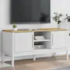 Image de vidaXL Meuble TV FLORO blanc 114x43x55 cm bois massif de pin