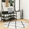 Image de vidaXL Tapis shaggy à poils longs moderne crème et noir Ø 120 cm