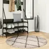Image de vidaXL Tapis shaggy à poils longs moderne beige et anthracite Ø 120 cm