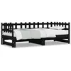 Image de vidaXL Lit coulissant sans matelas noir 2x(80x200) cm Bois massif