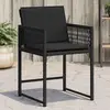 Image de vidaXL Chaises de jardin lot de 4 avec coussins noir résine tressée