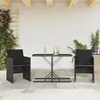 Image de vidaXL Ensemble de bistro 3 pcs avec coussins noir résine tressée