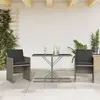 Image de vidaXL Ensemble de bistro 3 pcs avec coussins gris résine tressée