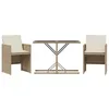 Image de vidaXL Ensemble de bistro 3 pcs avec coussins beige résine tressée