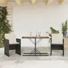 Image de vidaXL Ensemble de bistro 3 pcs avec coussins noir résine tressée