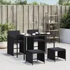 Image de vidaXL Ensemble à manger de jardin coussins 5pcs Noir Résine tressée