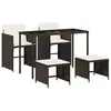 Image de vidaXL Ensemble à manger de jardin 5 pcs et coussins marron poly rotin