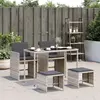 Image de vidaXL Ensemble à manger de jardin et coussins 5 pcs gris clair rotin