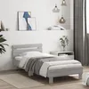 Image de vidaXL Cadre de Lit Tête de Lit et Lumières LED, Lit Simple avec Sommier à Lattes, Lit Adulte, Meuble de Chambre, Moderne, Sonoma Gris 90x200 cm