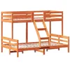 Image de vidaXL Lit superposé 90x200/120x200 cm cire marron bois de pin massif, lit, cadre de lit, lit loft, meubles de chambre à coucher, sommier