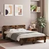 Image de vidaXL Cadre de lit avec LED sans matelas chêne fumé 135x190 cm