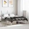 Image de vidaXL Cadre de lit métal sans matelas et tête de lit blanc 120x190 cm