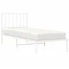 Image de vidaXL Cadre de Lit Métal avec Tête de Lit, Lit Simple avec Sommier à Lattes, Lit Adulte avec Pied, Meuble de Chambre, Moderne, Blanc 80x200 cm