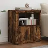 Image de vidaXL Buffet avec lumières LED chêne fumé 60,5x37x67 cm