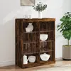 Image de vidaXL Buffet avec lumières LED chêne fumé 81x37x100 cm