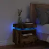 Image de vidaXL Armoire de chevet avec lumières LED chêne fumé 40x39x48,5 cm
