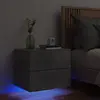 Image de vidaXL Table de chevet murale avec lumières LED gris béton