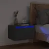 Image de vidaXL Table de chevet murale avec lumières LED noir
