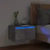 Image de vidaXL Table de chevet murale avec lumières LED gris béton