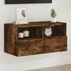 Image de vidaXL Meuble TV mural chêne fumé 60x30x30 cm bois d'ingénierie