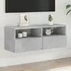 Image de vidaXL Meuble TV mural gris béton 80x30x30 cm bois d'ingénierie