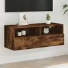 Image de vidaXL Meuble TV mural chêne fumé 80x30x30 cm bois d'ingénierie