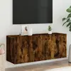 Image de vidaXL Meuble TV mural chêne fumé 100x30x41 cm