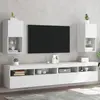 Image de vidaXL Meubles TV avec lumières LED 2 pcs blanc 30,5x30x60 cm