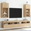 Image de vidaXL Meubles TV avec lumières LED 2 pcs chêne sonoma 40,5x30x90 cm