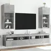 Image de vidaXL Meubles TV avec lumières LED 2 pcs gris béton 40,5x30x90 cm